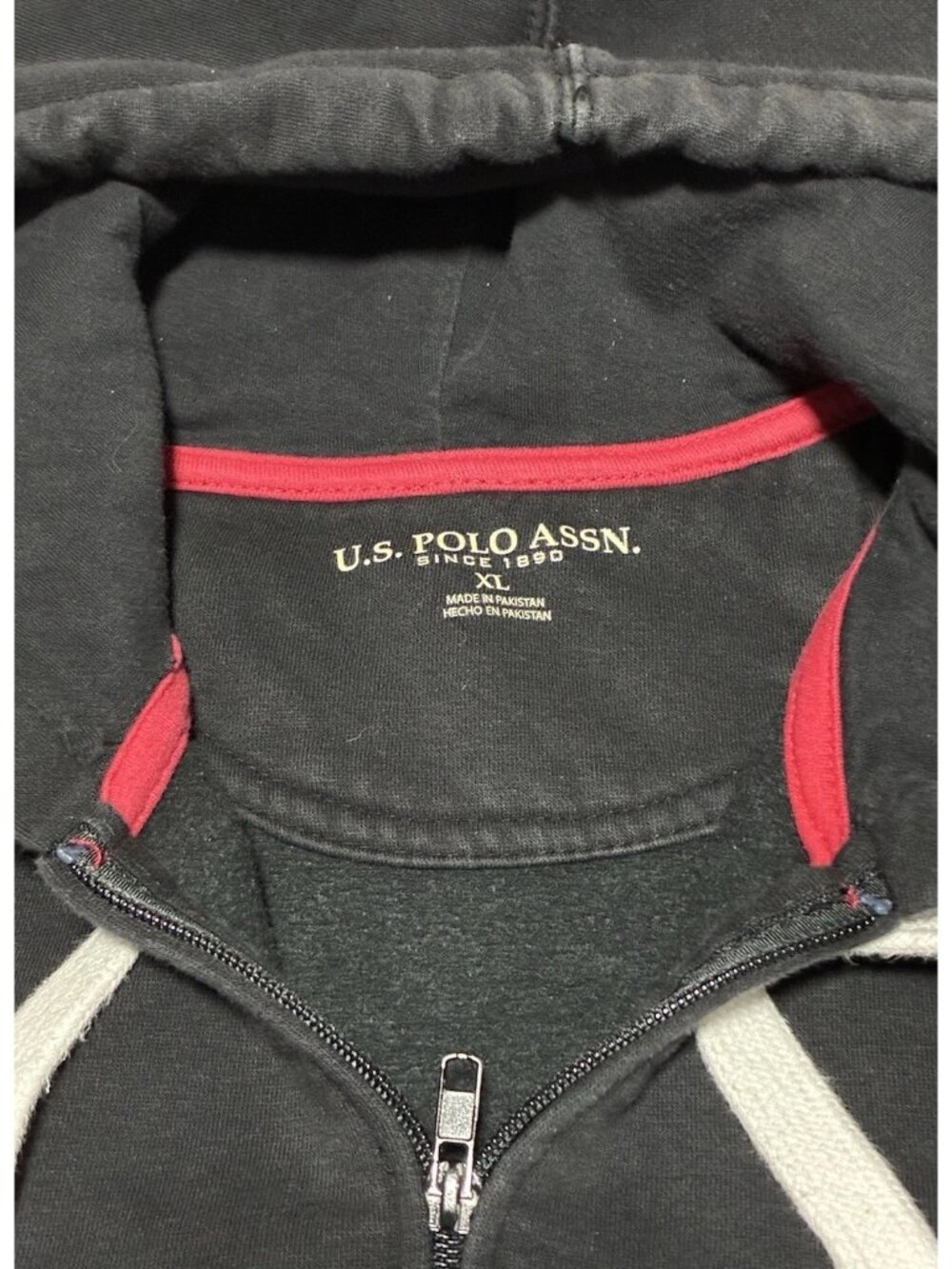 U.S. Polo Assn. Heavyweight Full Zip Hoodie XL Red Pony Double Horseman black